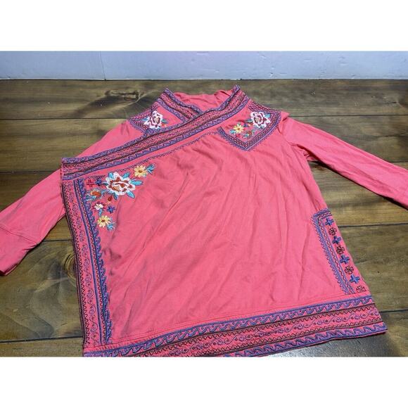 Johnny Was Sweater Women Small Coral Embroidered Jacket Open Cardigan Shrug Boho - Picture 2 of 14